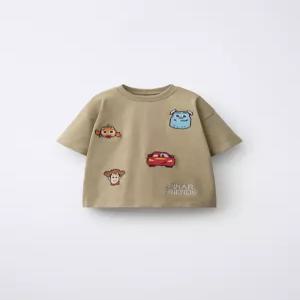 국내배송 ZARA 자라 자수 크로스 스티치 ⓒ DISNEY PIXAR 티셔츠 라이트 브라운 7878572730 2122290