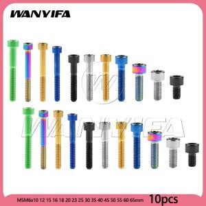 Wanyifa 10pcs 티타늄 볼트 M5/M6x10 12 65mm 캡 육각 머리 산악 자전거 부품