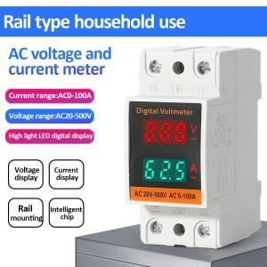 LCD 듀얼 디지털 Din 레일 전력계 AC 에너지 미터 AC60-500V AC0-99.9A 볼트 앰프 모니터 전기