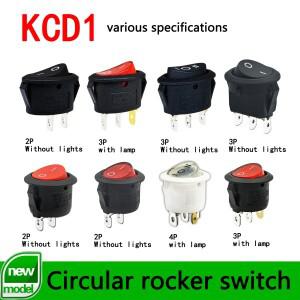 1/5 라운드 로커 스위치 KCD1 온-오프/온-오프-온 2/3 6A250V/10A125V AC 전원