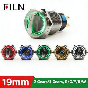 19mm 조명형 로터리 셀렉터 스위치 (2/3 DPDT 래칭 12V LED 다색 산업/자동차용