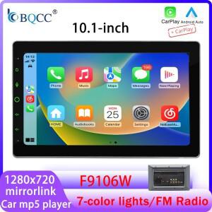 BQCC 10.1인치 2.5D 정전식 터치스크린 차량용 MP5 플레이어 무선 CarPlay 미러링크 BT FM 7색 앰비언트 라