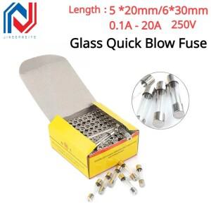 유리 퀵 블로우 퓨즈 고속 보험 튜브 5x20mm 0.1A 100 개