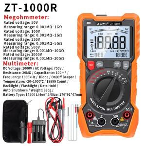 ZOYI ZT-1000R 2-in-1 절연 저항 테스터/멀티미터 고정밀 19999 카운트 CAT II 백라이트 및 데이터 홀드 기