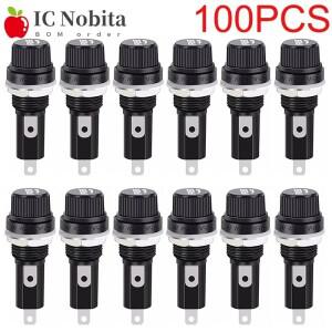 100PCS 5x20mm 유리 퓨즈 홀더 보험 튜브 소켓 검정색 스크류 캡
