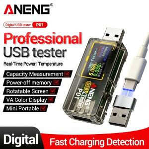 ANENG P01 USB 테스터 디지털 멀티미터 4V-30V LCD 전압 측정기 차단 메모리 리셋 도구