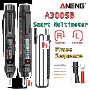 ANENG A3005B/A3005A 디지털 펜 멀티미터 6000 카운트 AC/DC 전압 위상 시퀀스 감지기 옴 온도 NCV 다이오