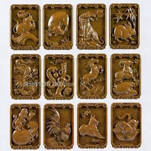 12pcs 조디악 동물 3D STL 모델 릴리프 파일/BMP 그레이 스케일 이미지 CNC 라우터 Aspire Artcam 프린터
