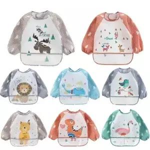 두건 Bibs 방수 먹는 그리기 긴 소매 앞치마 자체 먹이 Bib