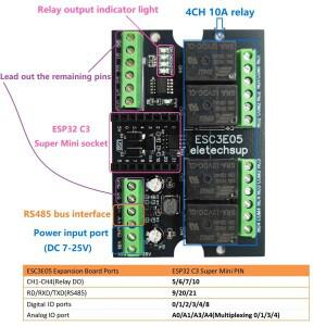 RISC-V SOC Wi-Fi BLE 개발 보드 ESP32 C3 Arduino 스마트 홈 IOT 단순 PLC용 슈퍼 미니 RS485 릴레이 확장