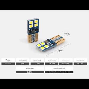 10개 W5W T10LED 전구 캔버스 3030 SMD 6000K 168 194 5w5 자동차 실내 돔 독서등 번호판등 신호