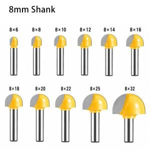 8mm 샹크 라운드 바닥 목공 라우터 비트 트리머 곡선 홈 및 장식용 프로파일 밀링 커터