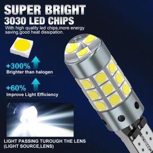 T10Led 전구 W5W LED 168 194  Nor Error 27SMD 3030 자동차 신호  번호판 램프 6000K 화이트 12V