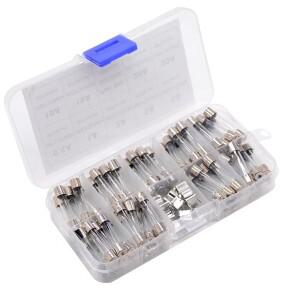 72개 6x30mm 유리 퓨즈 모듬 0.5A-30A 튜브(브래킷 포함) 전기 및 보호용  박스