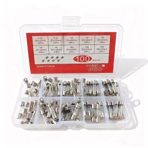 100PCS 유리 퓨즈 박스 5*20MM 10가지 저항 각 튜브 0.2A-20A