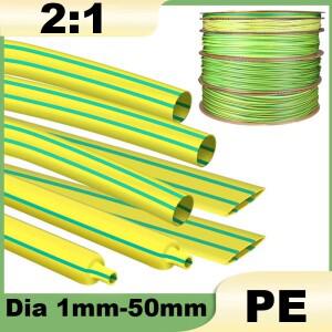 2미터 노란색 녹색 열수축 2:1 튜브 직경 1mm-50mm PE DIY 케이블 수리용 슬리브 와이어 쉬스 랩