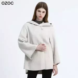 [오조크(OZOC)] 핸드메이드 플레어 후드 하프 코트 (택가격 259000원)