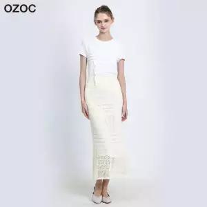 [오조크(OZOC)] 린넨 크로셰 니트 롱스커트 (택가격 114000원)
