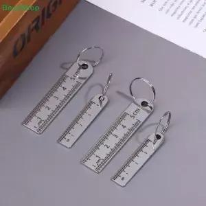 미니 스테인리스 스틸 자 키체인 1-5cm 휴대용 측정 도구 열쇠고리 분실 방지