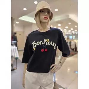 한정수량 베네통 자수 포인트 5부 티셔츠 BATSB2-631-DN 2818861