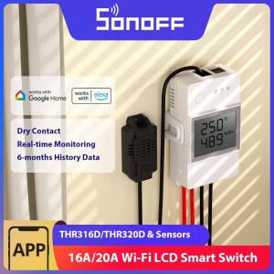 SONOFF THR316D/THR320D 온도 습도 스마트 스위치 16A/20A eWeL nk Alexa를 통한 건식 접촉 출력 LCD 화면 모니터링