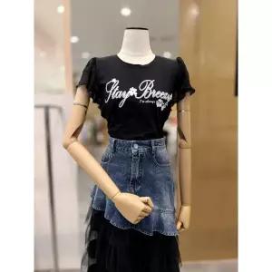 한정수량 에고이스트 러플 소매 그래픽 티셔츠 ES2JT603 2820358