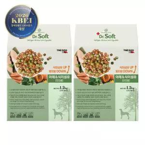 더독 닥터소프트 반려견 강아지 애견 야채 식이섬유 전견용 1.2kg 2개 GST MNS