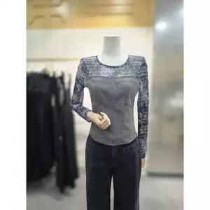 한정수량 [에고이스트] 데님 패치 슬림 티셔츠 ES3CL362BK 2820615