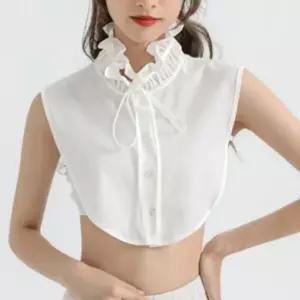 카라 러플 하이넥 데일리 넥케이프 페이크 이너셔츠 리본-WFQ7F9N