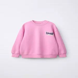 국내배송 ZARA 자라 엠보스드 텍스트 스웨트셔츠 로즈핑크 화이트 4729613046 2214256