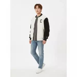 CHAMPION C로고 폴라 플리스 봄버 재킷 Cream