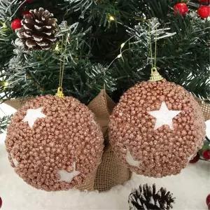 로즈골드 장식볼 2p 10cm 스타 오너먼트 트리 소품 크리스마스 트리볼 액세서리