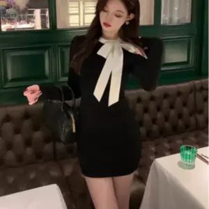 [텐바이텐]리본 오프숄더 미니 슬림 원 숏 스커트 원피스 홀터넥