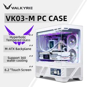 VALKYR E M-ATX PC 케이스 게임용 데스크탑 케이스 VK03-M LCD는 360 수냉식 6.2인치 터치스크린 유리 270을 지원합니다. 바다 전망 객실