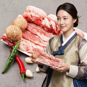 [ 신축산 도매 ] 국내산 한돈 돼지고기 모듬구이 (신선식품 냉장) 1kg 삼겹살 + 목살 꼬들살 항정살