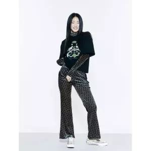 VEGAN TIGER 프린트 벨벳 팬츠 (브라운) 2394154