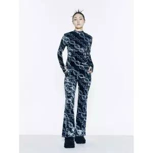 VEGAN TIGER 프린트 벨벳 팬츠 (블랙) 2394162