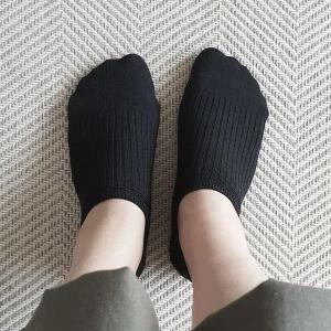 여성용 발목 골지 양말 블랙
