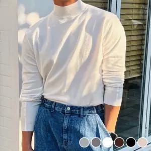 [모로엠]남성 반폴라 반목 슬림핏 긴팔 니트티 DMS-KNK-QTS14613757