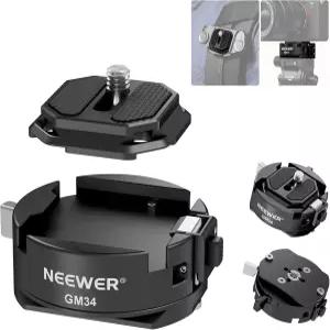 NEEWER GM34 카메라 퀵 릴리스 플레이트 키트 스위치 자동 잠금 사각형 Arca 타입 클램프 베이스가 장착된