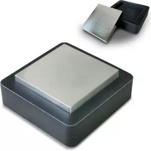 HimaPro 3인치 크롬 도금 강철 벤치 블록 평평한 사각 앤빌과 4인치 고무 - 보석 제작 금속 스탬핑 DIY