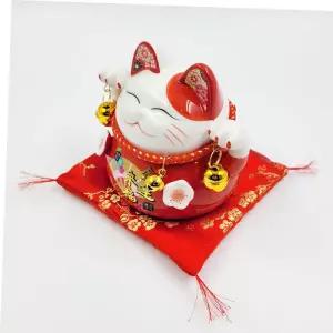 복고양이 일본 도자기 마네킨네코 저금통(레드)