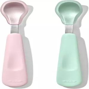 OXO TOT 먹이 숟가락 세트 W 소프트 실리콘 오팔 앤 블라썸