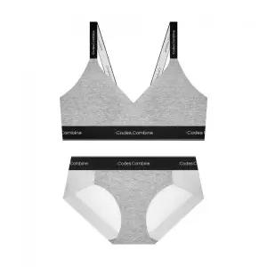 CODES COMBINE INNERWEAR 액티브업 코튼 스포츠브라 햄팬티 세트_멜란지그레이 2383610