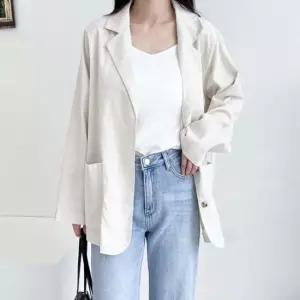 린넨자켓 여름재킷 마 심플 베이직 데일리 여자 오버핏