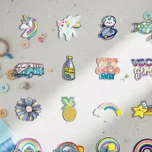 패브릭 전용 열부착 디자인 POP 와펜 패치 16개 세트