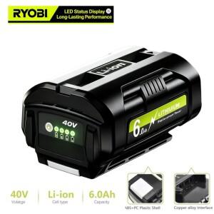 Ryobi OP4050 40V 6000mAh 리튬 이온 교체 배터리 - OP4030/OP4060A/OP40201/OP40301 도구용 고품질 충전식