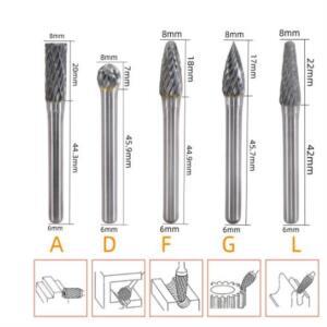 1pc 6mm 샹크 블레이드 텅스텐 로터리 파일 포인트 버 HRC70 금속 가공 그라인더 조각 커터용