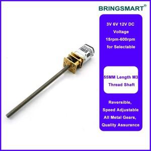 Bringsmart M3 나사 55mm 스레드 샤프트 3V 6V 12V DC 모터 15/30/60/100/150/200/250/300/600rpm 미니 전