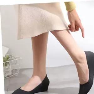 여성 뾰족코 미들힐 펌프스힐 구두 1켤레 셔링 웨지힐